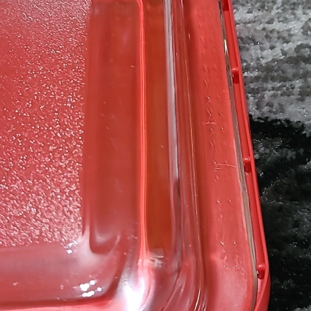 CASSEROLE DISH WITH RED LID 2 QUART TRUELIVING